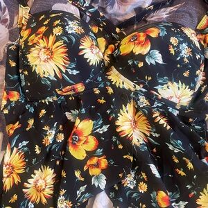 Torrid Black and Yellow swimsuit top